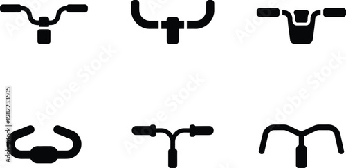 Six Black Icons Illustrating Different Bicycle Handlebar Styles bike cycling