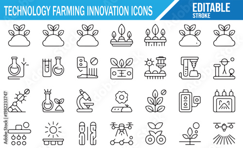Agriculture Innovation Icons Editable Vector Smart Farming AgriTech Collection