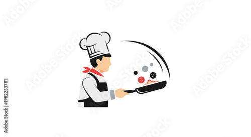 A chef tossing food in a pan.