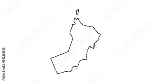 A grayscale outline depicting the geographical shape of the sultanate of oman high quality professional detailed