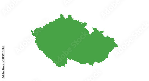 A solid green silhouette depicts the geographical shape of the czech republic on white high quality