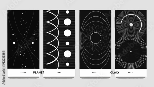 Tablou pe pânză Abstract geometric patterns resembling celestial bodies and cosmic designs