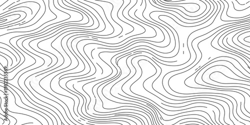 topographic contour map, abstract terrain lines, monochrome vector design, thin black lines on a light gray background, modern and clean, seamless pattern