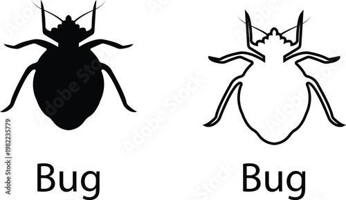 Bug insect icon set collection group, beetle pest bug, insect parasite symbol, crawling insect icons in black flat and line style vector, infestation pest control symbol graphic pack