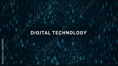 Abstract digital technology background with cascading binary code streams