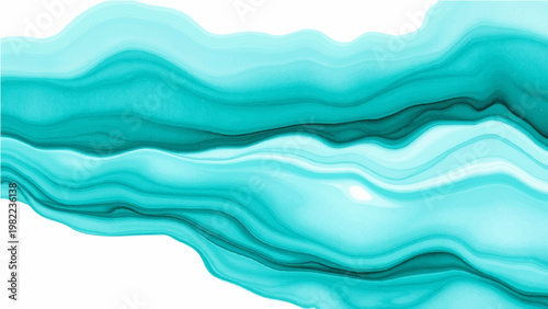 Vector An ethereal liquid wave, with shades of teal and cyan, is presented, offering a mesmerizing visual, with gradients of colors. 