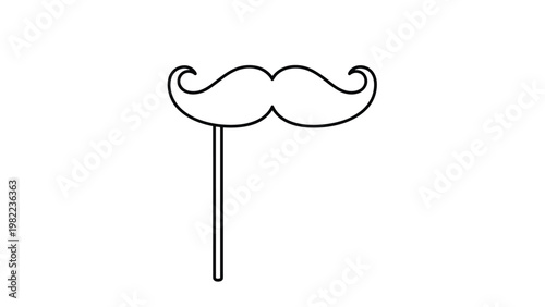 Classic black mustache photo booth prop on a long stick, perfect for parties, weddings, and fun celebration photo sessions.