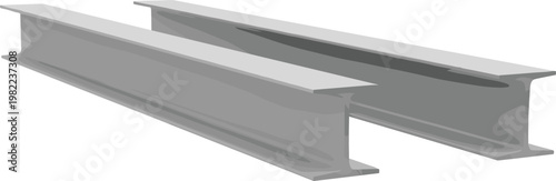 Steel I beam construction elements, structural metal girders, industrial building materials, engineering support components, realistic vector illustration