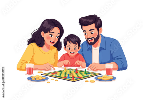 Family Playing Board Game Together.