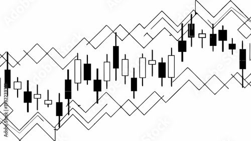 Abstract representation of financial data with candlestick chart elements