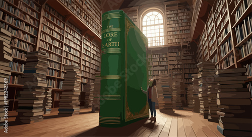 Large Green Book in Library.