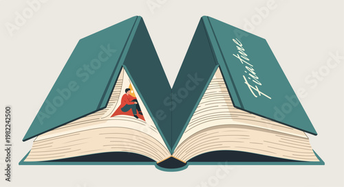 Open Book with Teal Cover Pages.