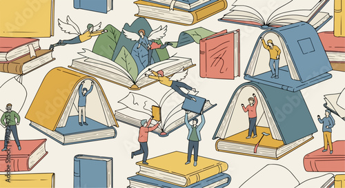 People Reading Inside Tent on Books.