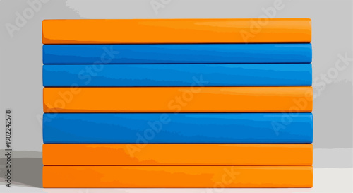 Stack of Orange and Blue Books.