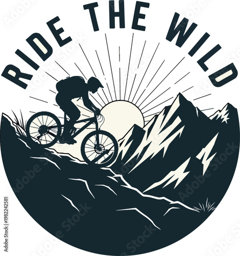 Mountain biker riding downhill on a rugged mountain trail.