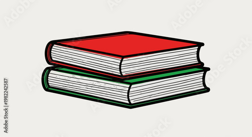 Stack of Books with Red Cover.