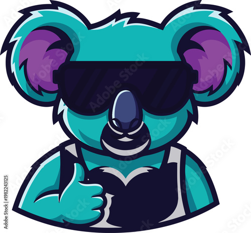 Cool Koala Character Wearing Sunglasses Giving a Thumbs Up.