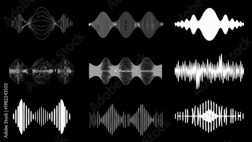 Variations of sound waves displayed as grayscale graphical representations
