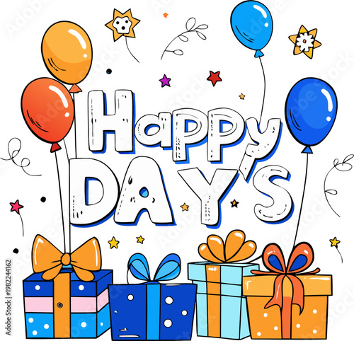 Happy Father's Dau blue greeting card Party balloons decorations presents stock illustration