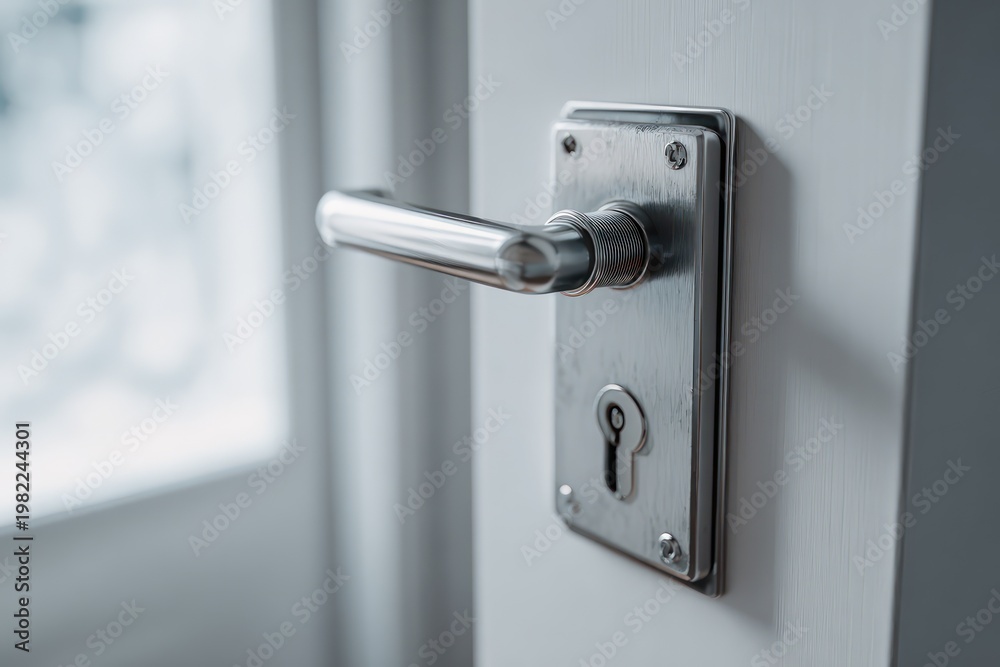 Naklejka premium Security door lock and handle mockup template