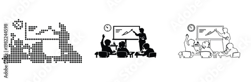 Teacher leading a lively classroom discussion with students actively participating