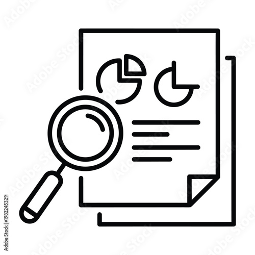 Magnifying glass over document with charts data analysis concept statistics analysis financial analysis chart analys
