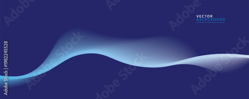 Flowing dark blue curve shape with soft gradient vector abstract background, relaxing and tranquil art, can illustrate health medical or sound of music.