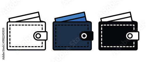 A set of wallet icons, often used to represent finance, banking, or payment methods.