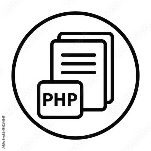 PHP File Format Icon Representing Server Side Scripting Language for Web Development Projects