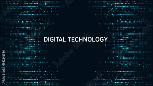 Abstract digital technology background with flowing binary code streams
