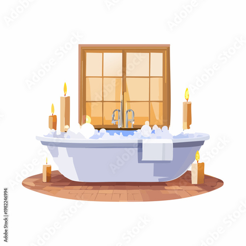 Luxusbad mit Schaumbad und Duftkerzen