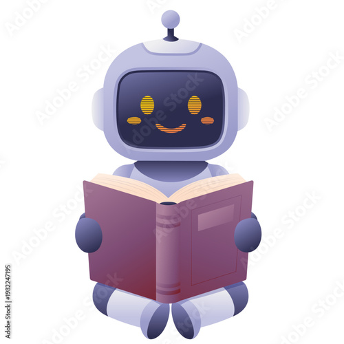 Friendly AI Robot Reading a Book for Future Learning