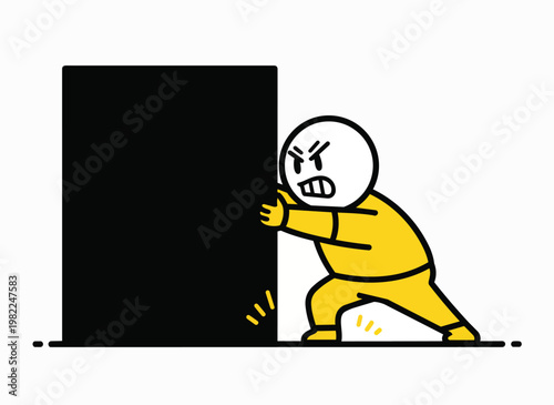 Person pushing heavy object representing struggle and effort.