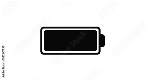 A simple black battery icon is displayed on a plain white background indicating power status