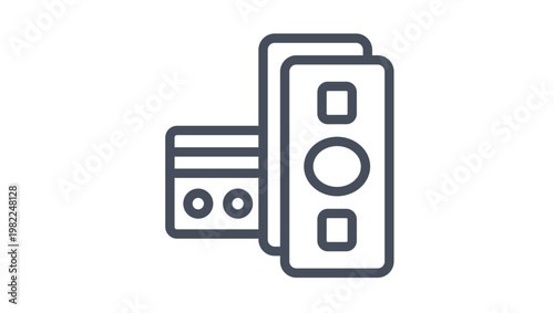 Foto Vector illustration of a credit card and smartphones icon, representing mobile payment, digital wallet, contactless transaction, fintech technology, electronic commerce, and online banking
