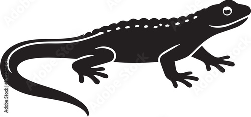 minimalist black and white newt salamander silhouette vector illustration isolated on white