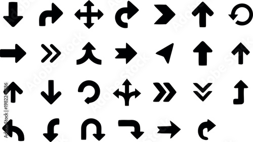 Photos Collection of black arrow icons directional symbols and navigation indicators