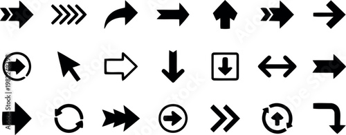 Collection of black arrow icons directional symbols and navigation elements