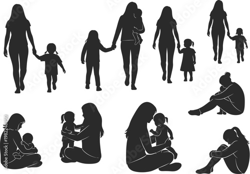 Celebrating fathers day heartwarming silhouettes of families dads with children and loving parental bonds
