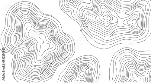 Topographic contour lines forming abstract organic shapes white