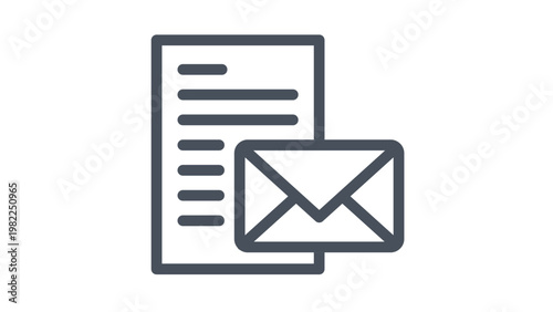 Fotografie Minimalist black vector icon of a document and an envelope, representing communication, mail, and business correspondence