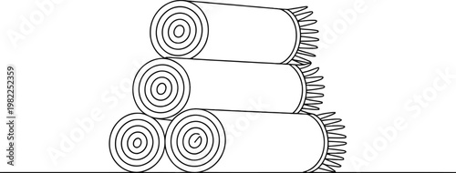 Continuous single line drawing of stacked folded towels representing hygiene spa and laundry concept