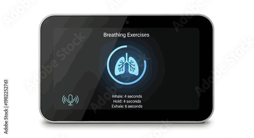 Smartwatch screen displaying breathing exercises on fitness tracker