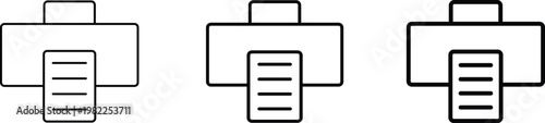 Three identical line art printer icons in a row