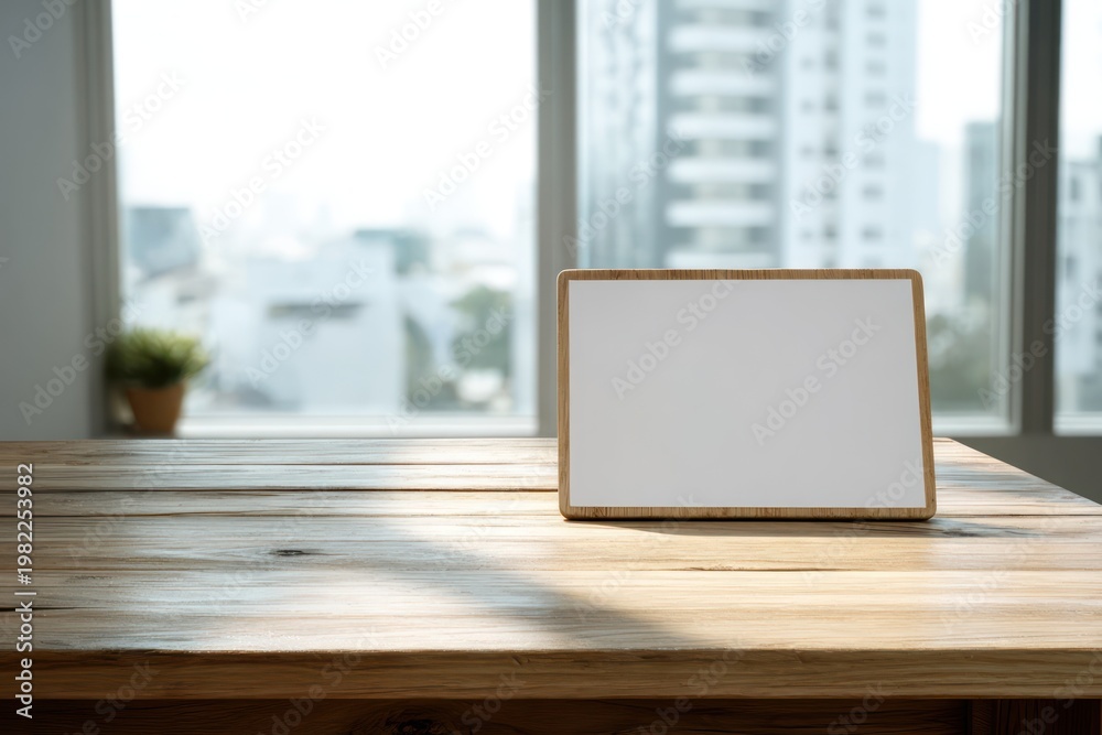 Fototapeta premium Minimalist dining area with empty white placemat