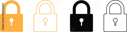 Four different colored padlock icons in various styles and colors