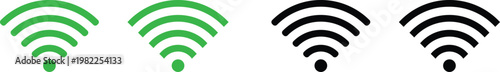 Wifi signal strength icons in green and black colors