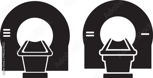 Mri scanner and patient examination table flat icon