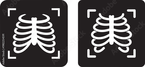 Rib cage x ray black and white for medical diagnostics