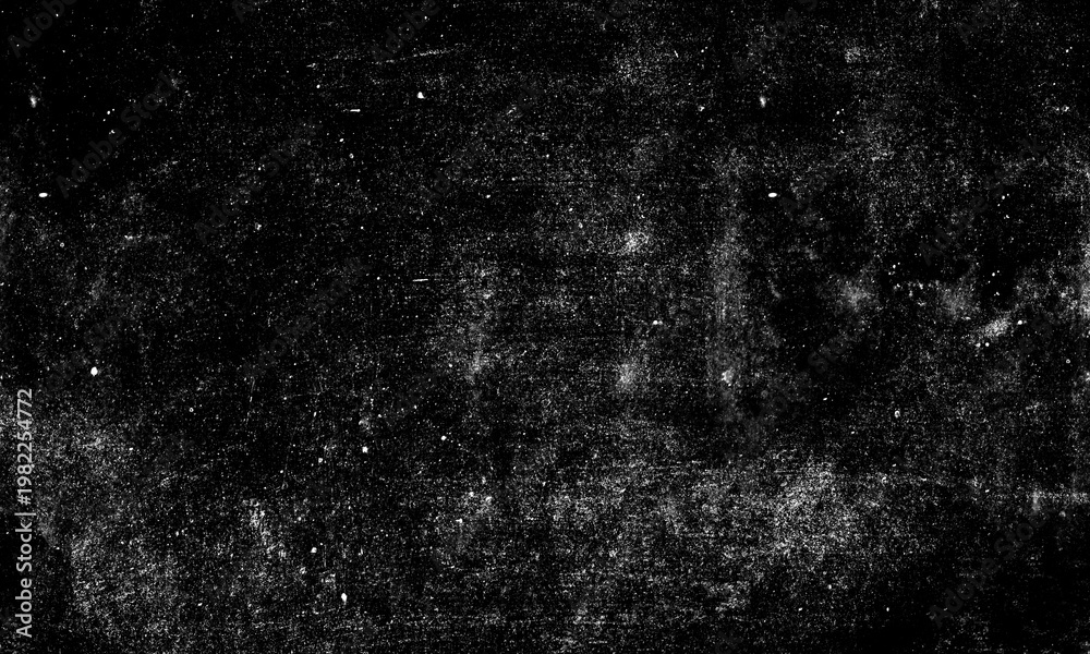 Obraz premium Distressed black texture featuring numerous white noise particles and organic dust scratches that create a raw vintage aesthetic for artistic projects